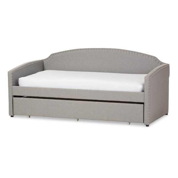 Baxton Studio Lanny Grey Arched Back Sofa Twin Daybed with Roll-Out Trundle Bed 125-6841 - main